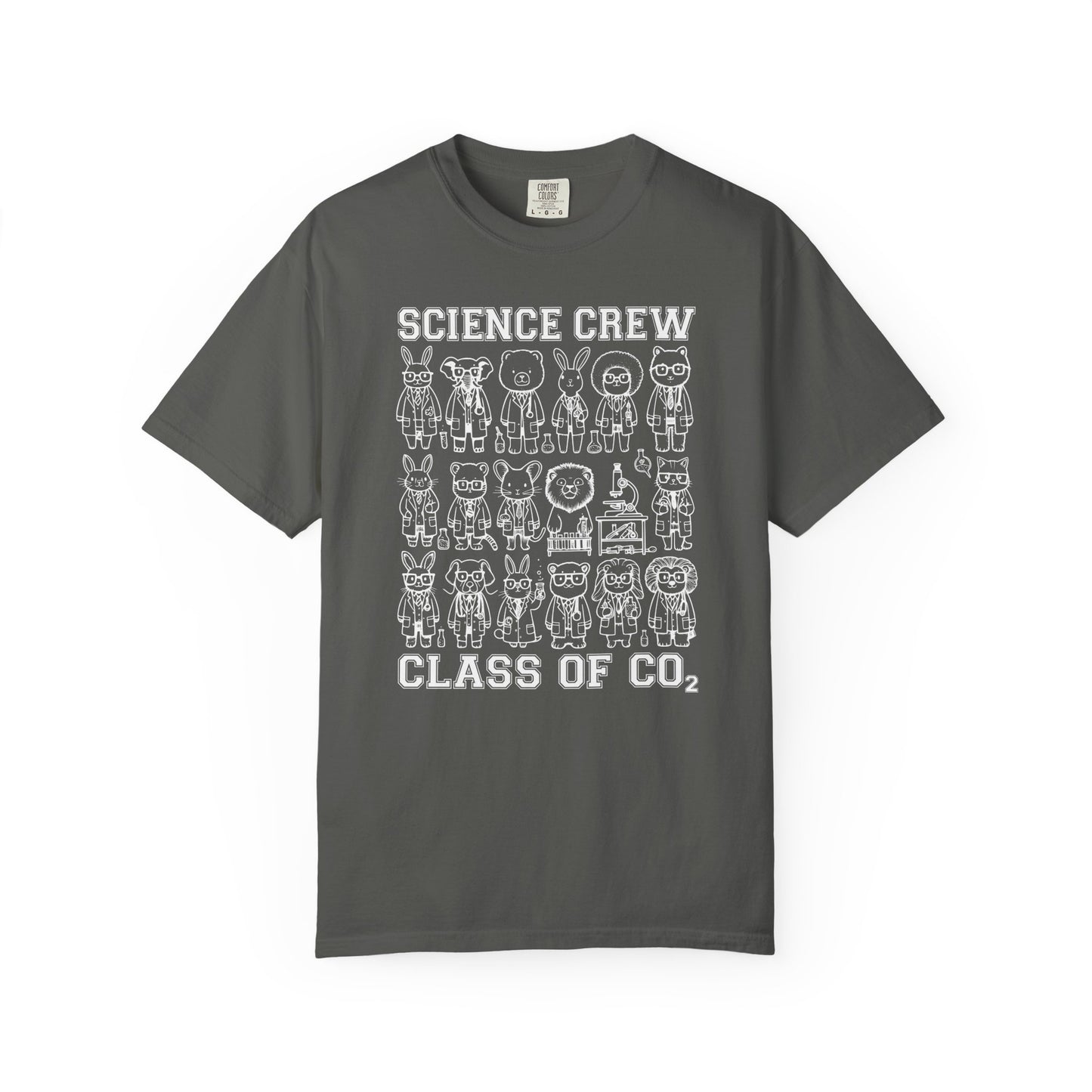 "Science Crew: Class of CO₂" T-Shirt - Cartoon Chemistry Cute Animal Tee