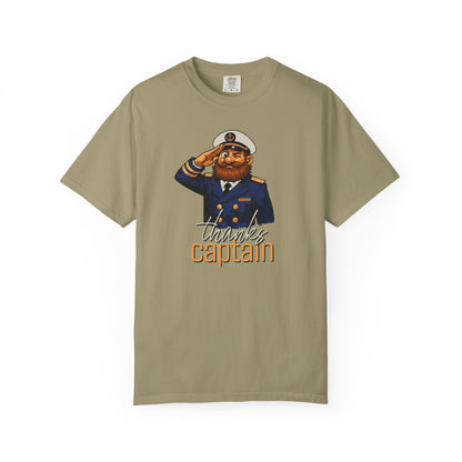 Captain Obvious Salute T-Shirt — "Thanks, Captain" Nautical Crew Tee