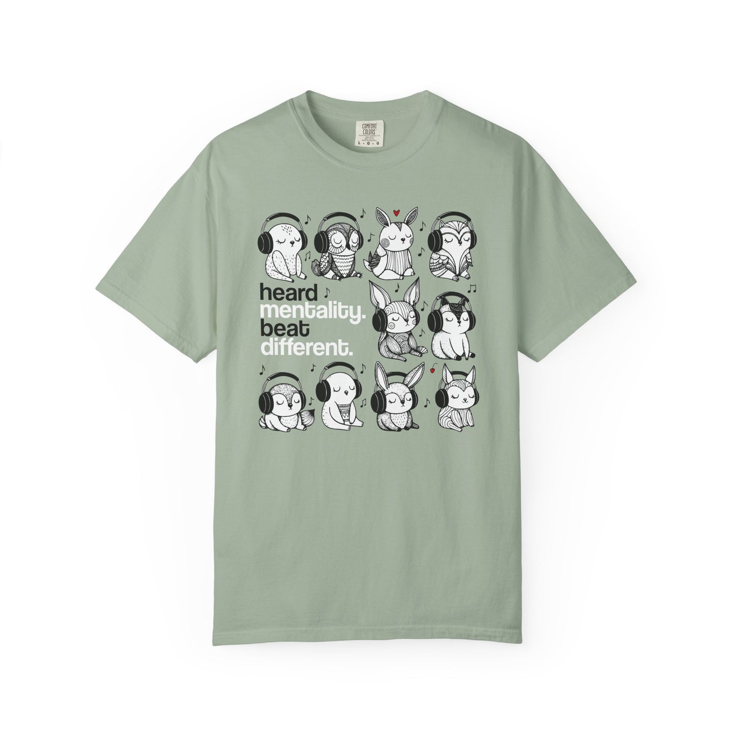 'Heard Mentality. Beat Different.' T-Shirt — Headphone Bunny Animals Graphic Tee