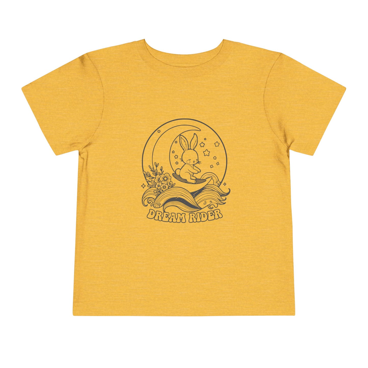 "Dream Rider" Toddler Tee — Sleepy Bunny Moon Surfer Graphic T-Shirt