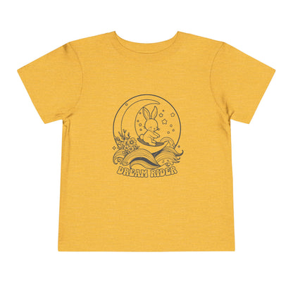 "Dream Rider" Toddler Tee — Sleepy Bunny Moon Surfer Graphic T-Shirt