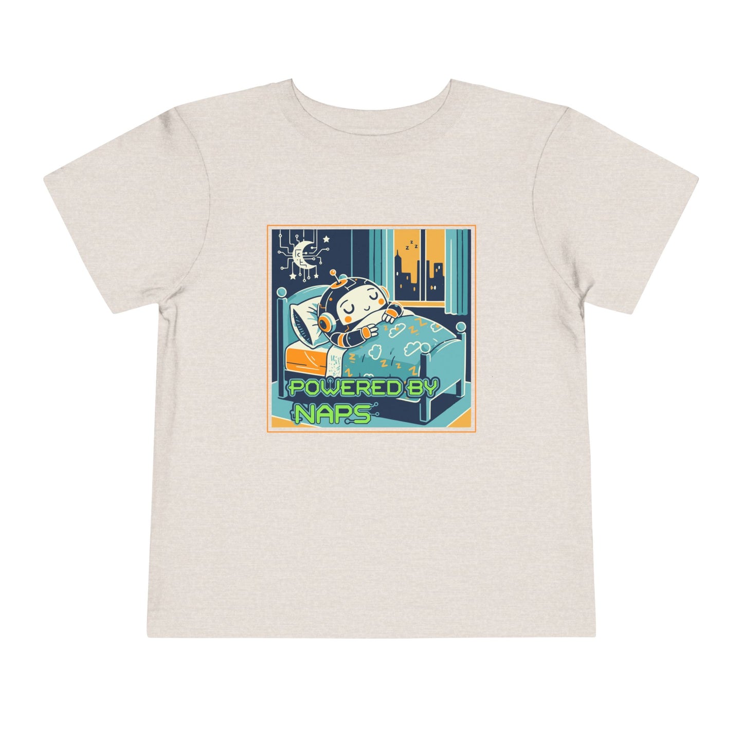 "Powered by Naps" Toddler Tee — Cute Sleepy Robot Android Graphic T-Shirt