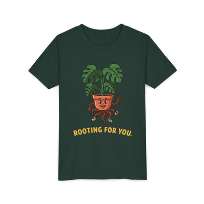"Rooting For You" Youth Tee — Cute Plant Pot Support Graphic T-Shirt