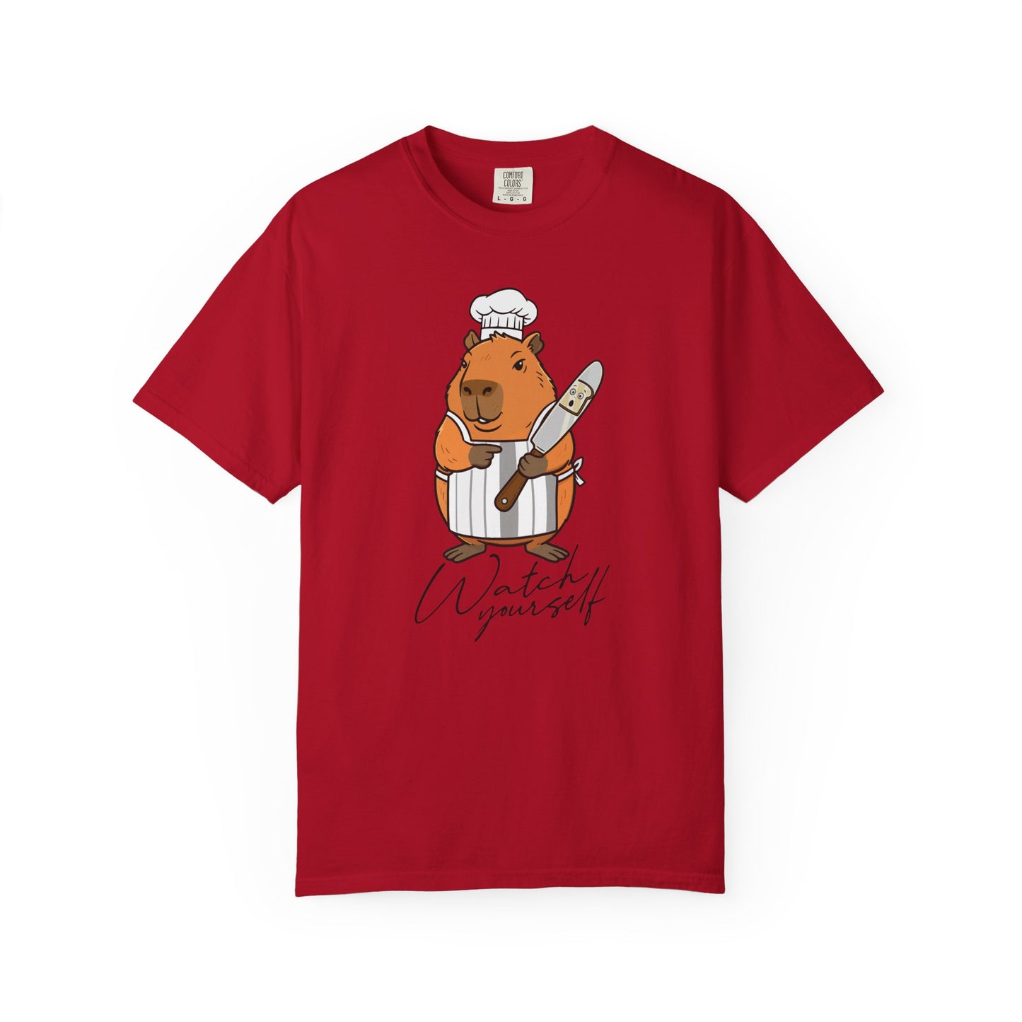 Capybara Chef T-Shirt — "Watch Yourself" Cute Cooking Animal Tee