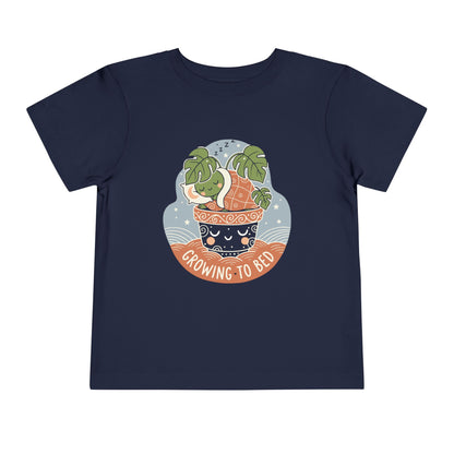 "Growing To Bed" Toddler Tee — Cute Sleeping Plant Pot Graphic