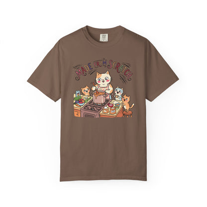 "Made From Scratch" T-Shirt - Cat Family Cooking Kittens Kitchen Mom Illustration Tee