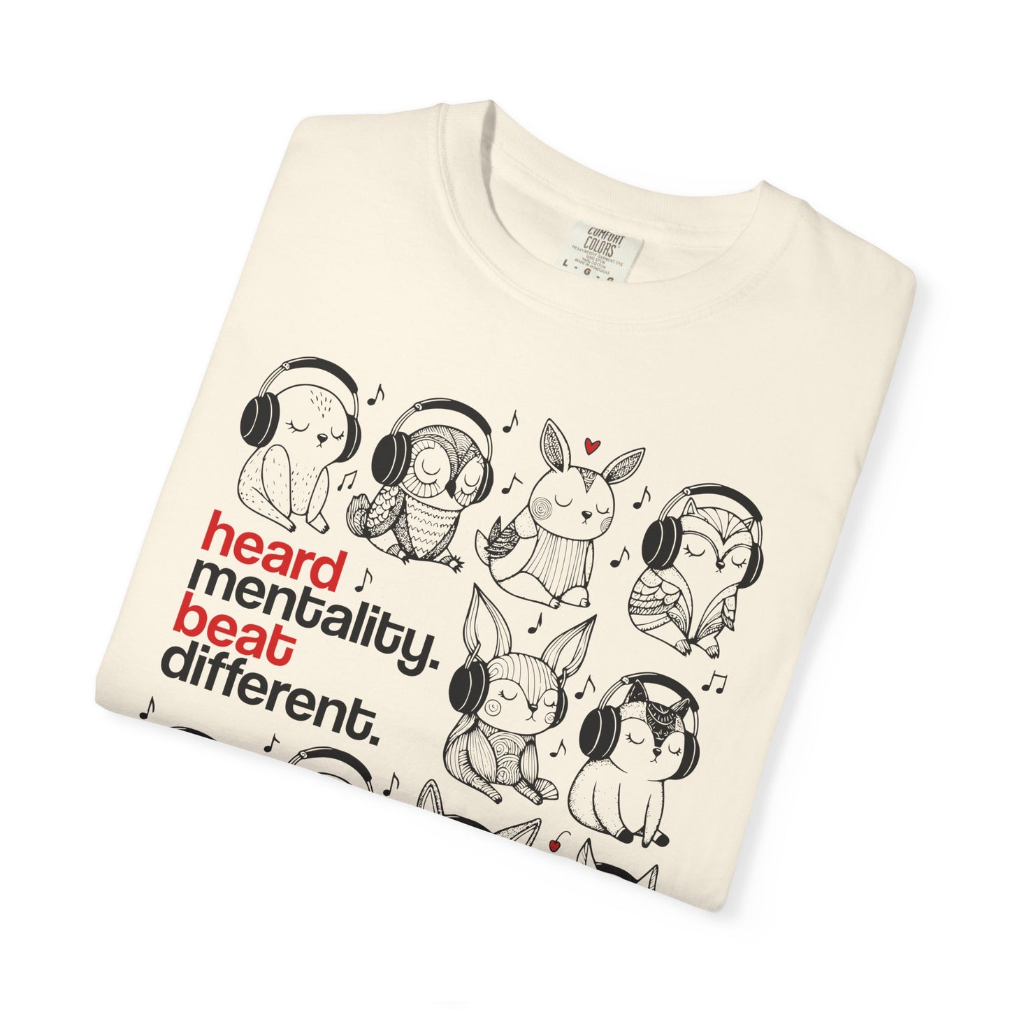 'Heard Mentality. Beat Different.' T-Shirt — Headphone Bunny Animals Graphic Tee