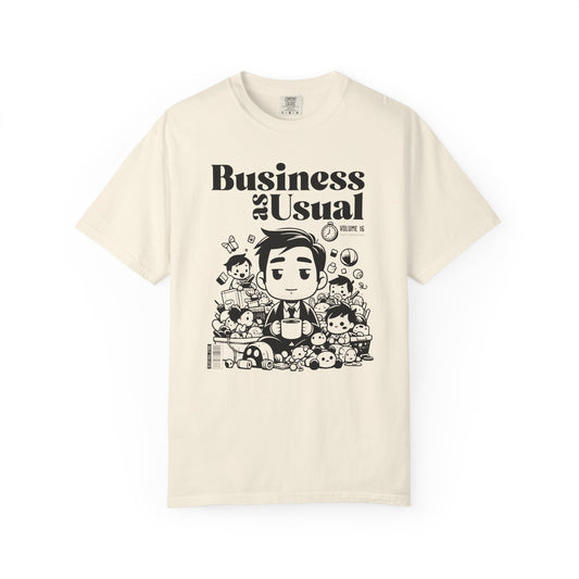 "Business as Usual" T-Shirt — Cute Chibi Office Worker Graphic Tee