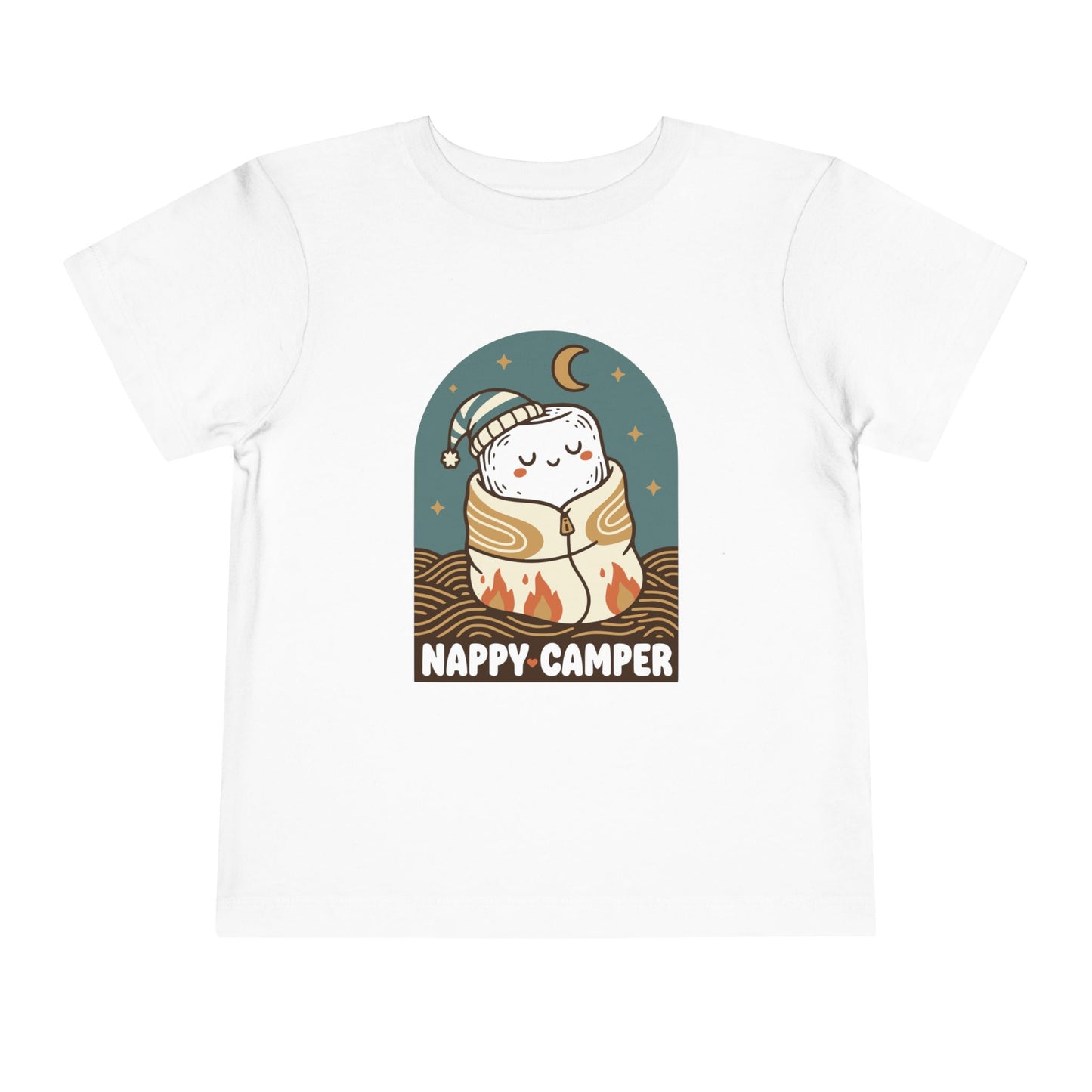 "Nappy Camper" Toddler Tee — Cute Sleeping Camper Graphic Shirt