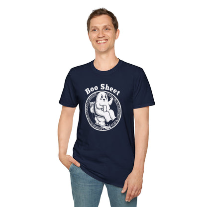 Boo Sheet T-Shirt — Funny Ghost on Toilet Halloween Tee