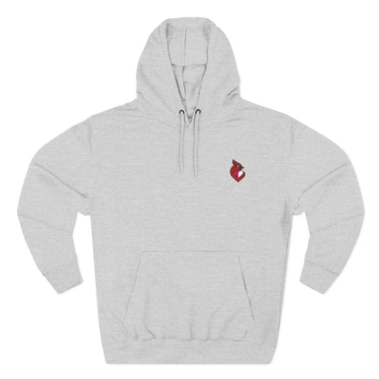 heartinal® "Snug as a Cardinal" Heart Chest Hoodie — Small Embroidered Bird Pullover