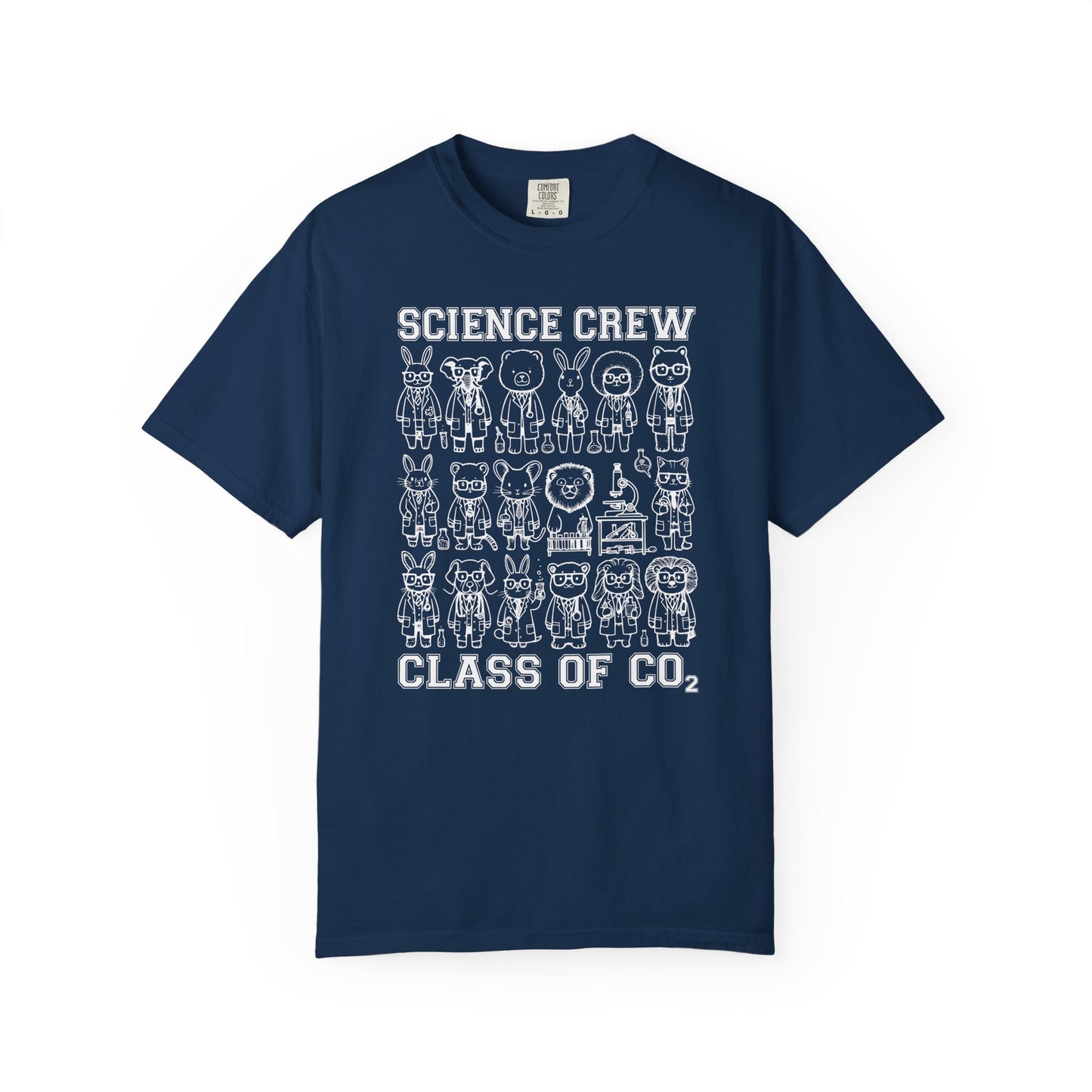"Science Crew: Class of CO₂" T-Shirt - Cartoon Chemistry Cute Animal Tee