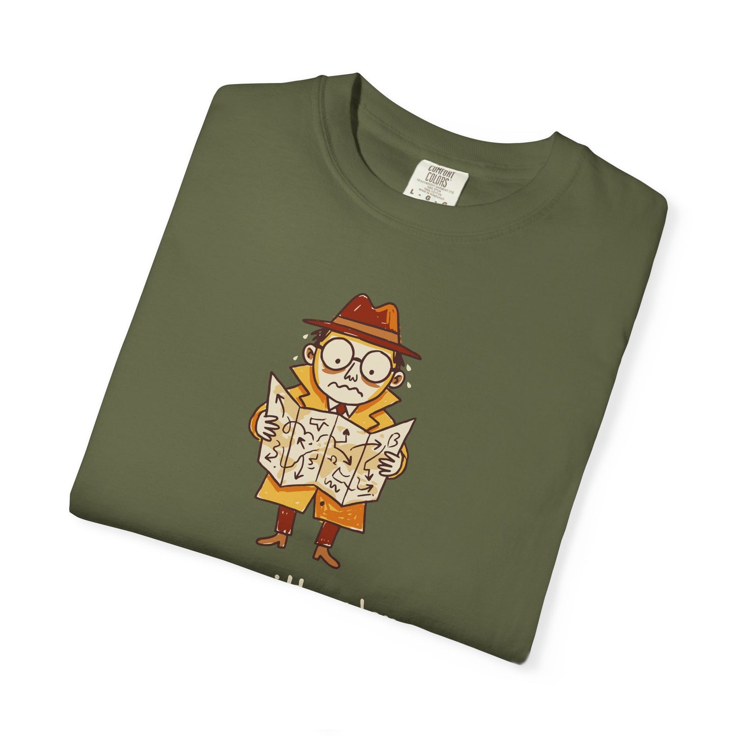 Man With a Plan T-Shirt — Cute Confused Detective Map Graphic Tee