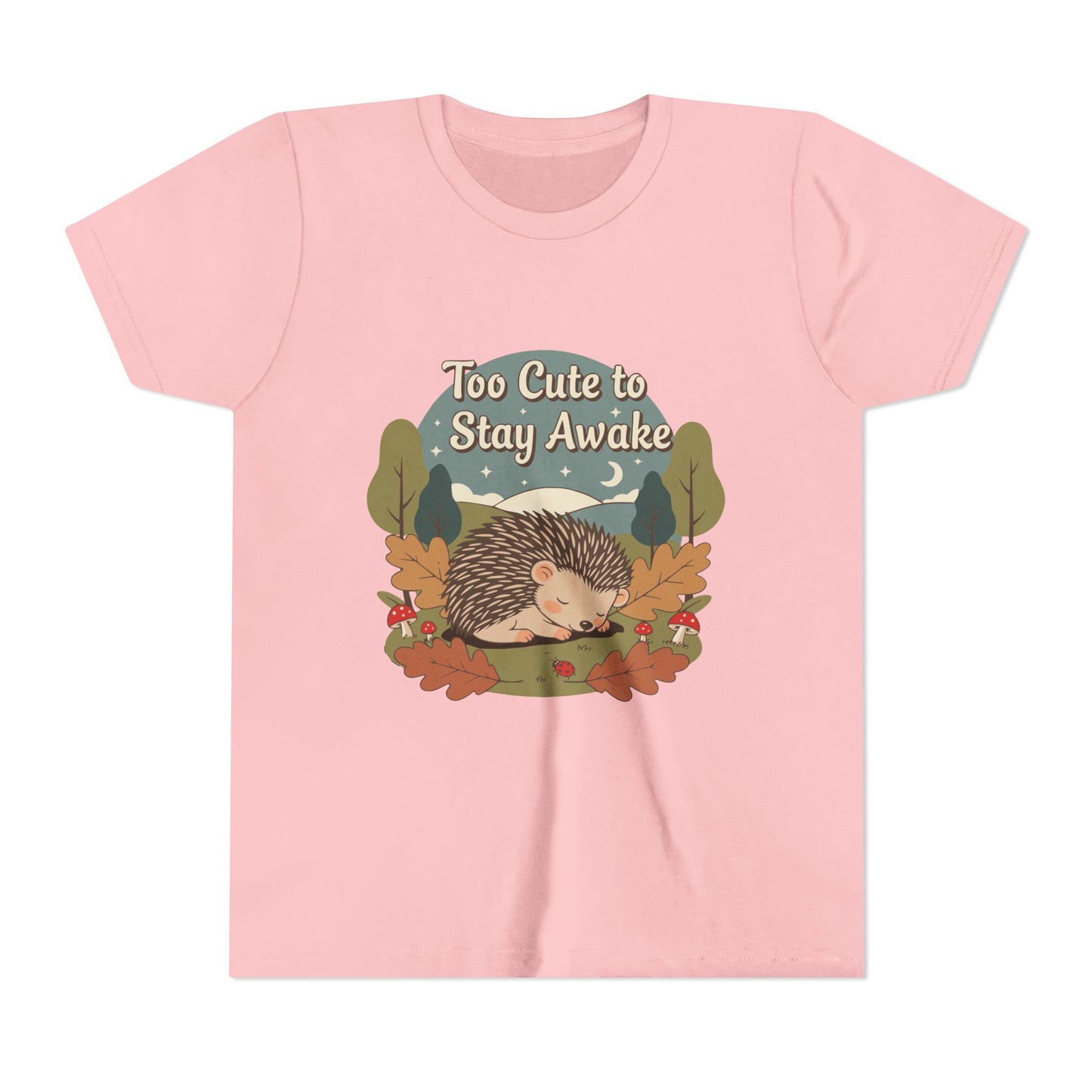 "Too Cute to Stay Awake" Hedgehog Youth Tee — Cute Sleeping Animal Kids Shirt
