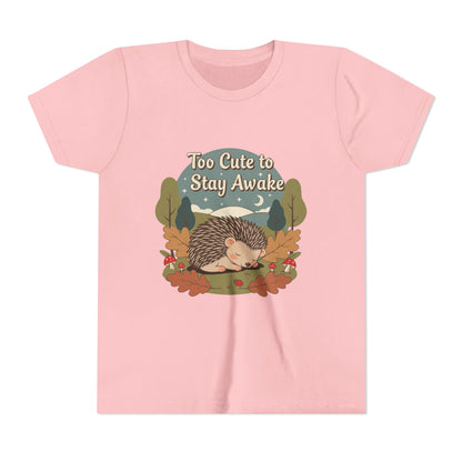 "Too Cute to Stay Awake" Hedgehog Youth Tee — Cute Sleeping Animal Kids Shirt