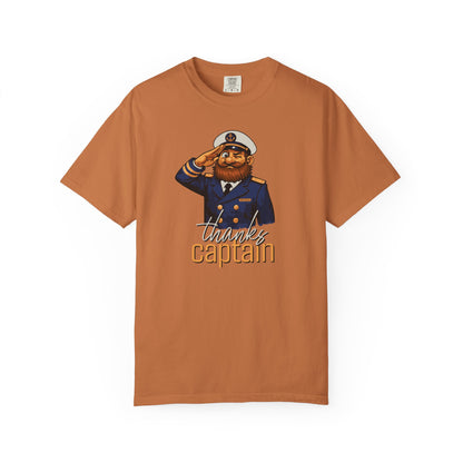 Captain Obvious Salute T-Shirt — "Thanks, Captain" Nautical Crew Tee