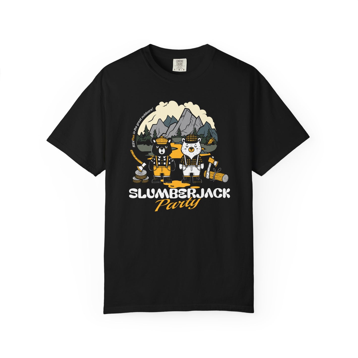 Slumberjack Party T-Shirt — Outdoor Pee Lumberjack Mountain Bears Graphic Tee