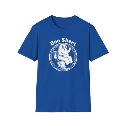 Boo Sheet T-Shirt — Funny Ghost on Toilet Halloween Tee