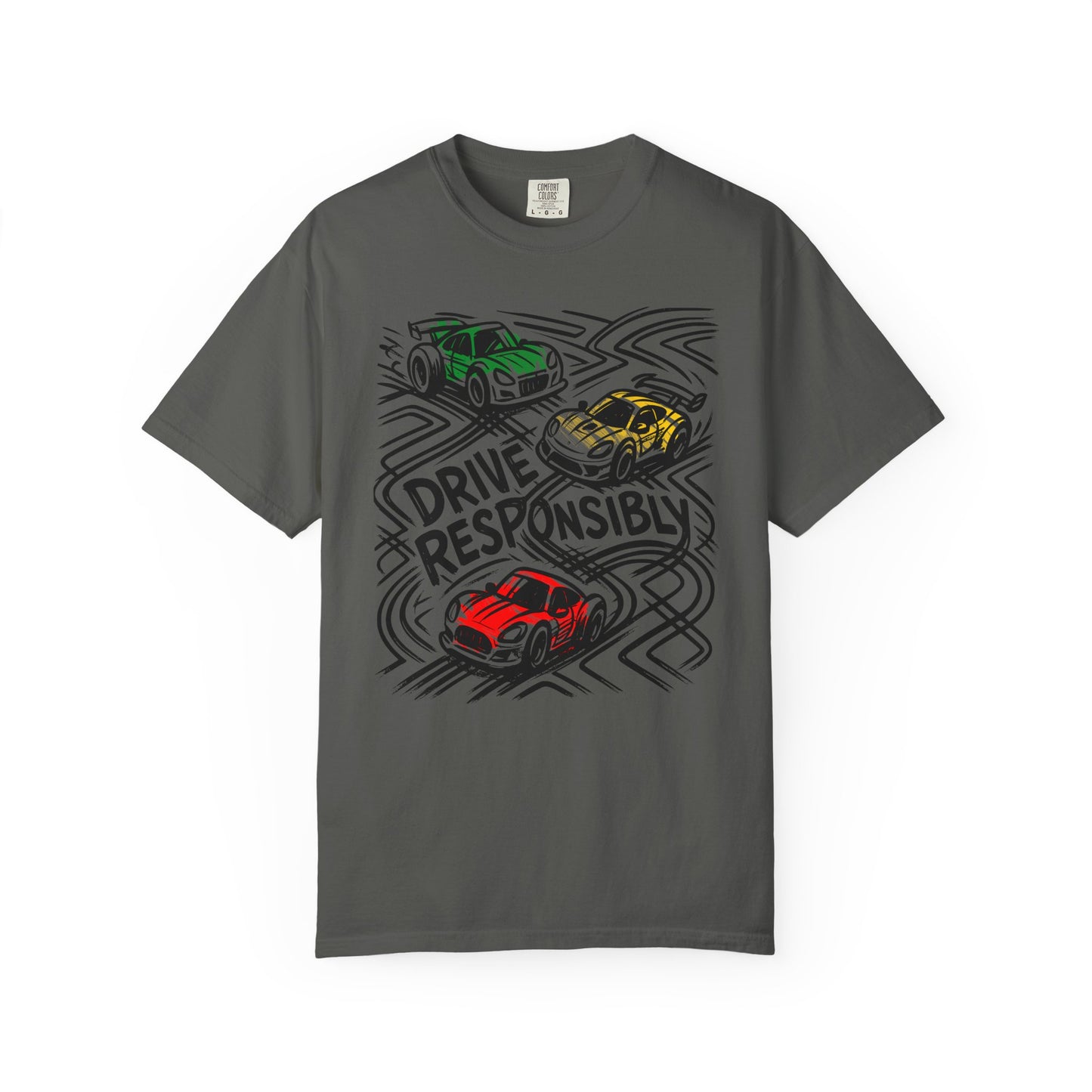 Drive Responsibly Vintage Car T-Shirt — Retro Racer Awareness Graphic Tee