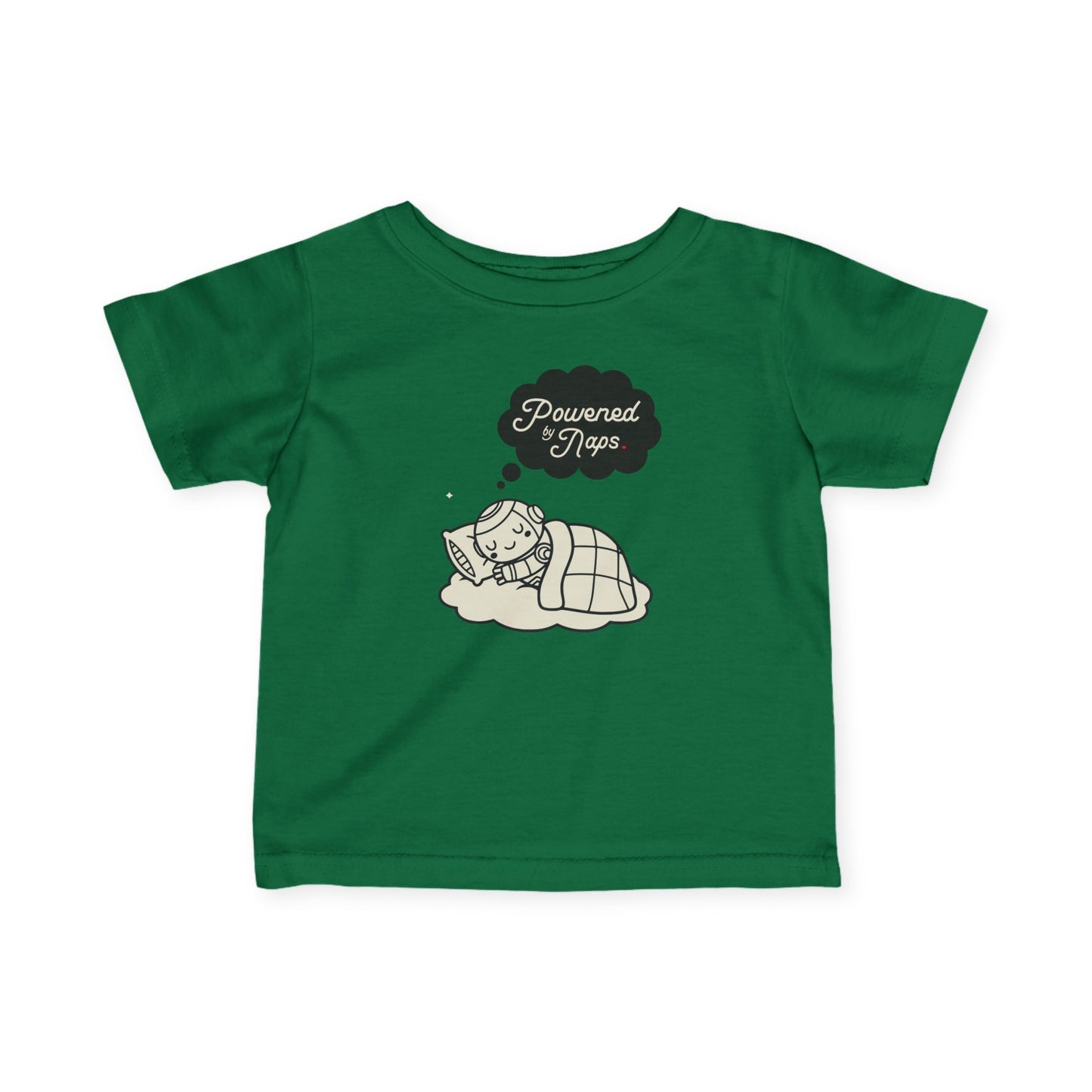 "Powered by Naps" Infant Tee — Cute Sleeping Recharging Baby Robot Android Graphic