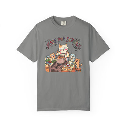 "Made From Scratch" T-Shirt - Cat Family Cooking Kittens Kitchen Mom Illustration Tee