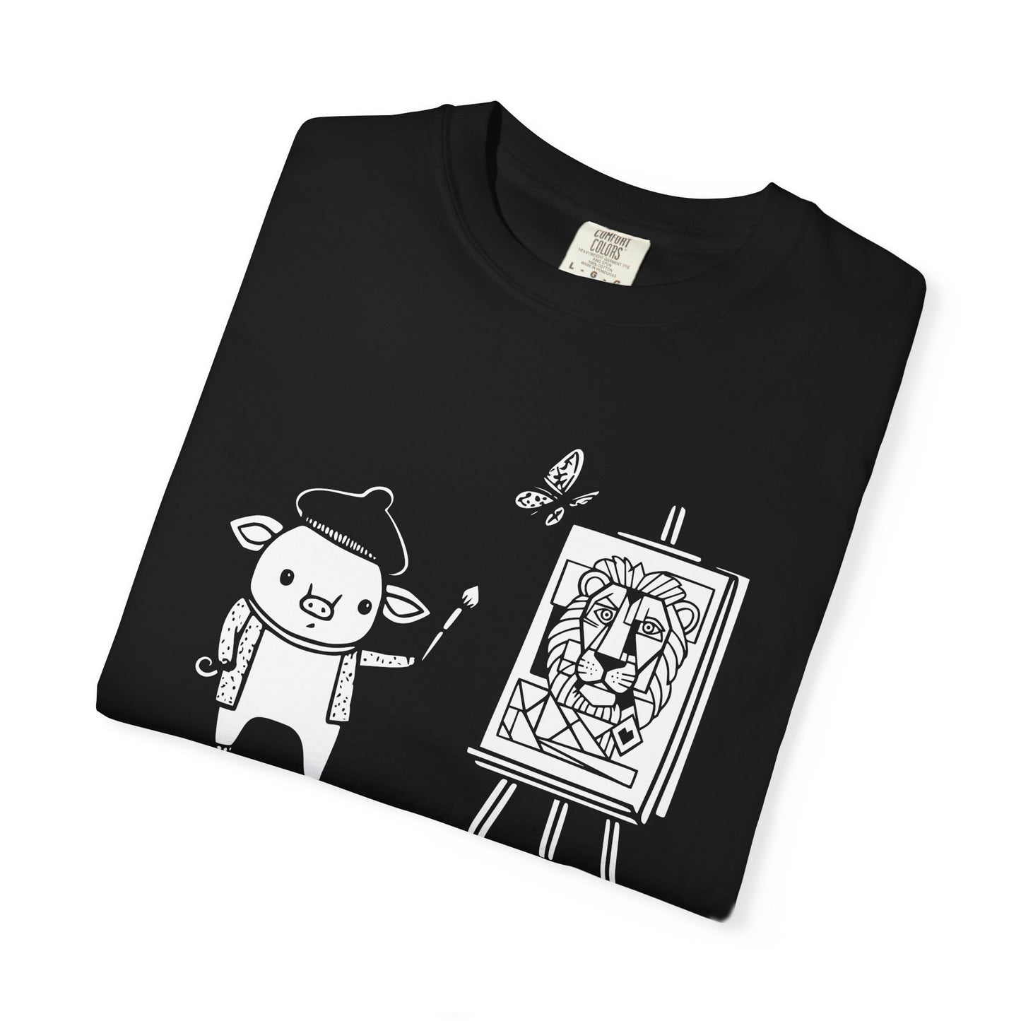 "Pigcasso" Pigment T-Shirt — Cute Pig Artist Illustration Painter Tee