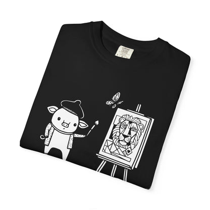 "Pigcasso" Pigment T-Shirt — Cute Pig Artist Illustration Painter Tee