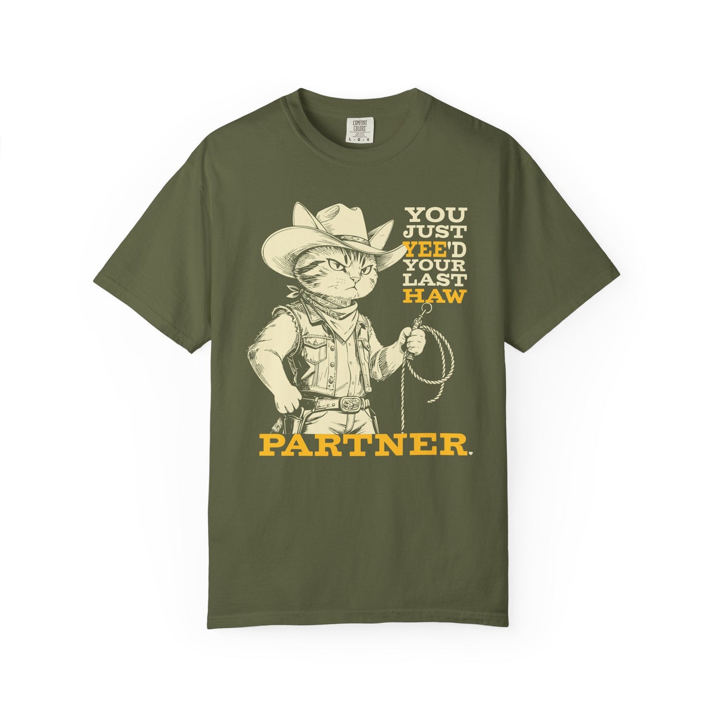 "You Just Yee'd Your Last Haw Partner" Cowboy Cat T-Shirt — Funny Vintage Western Graphic Tee