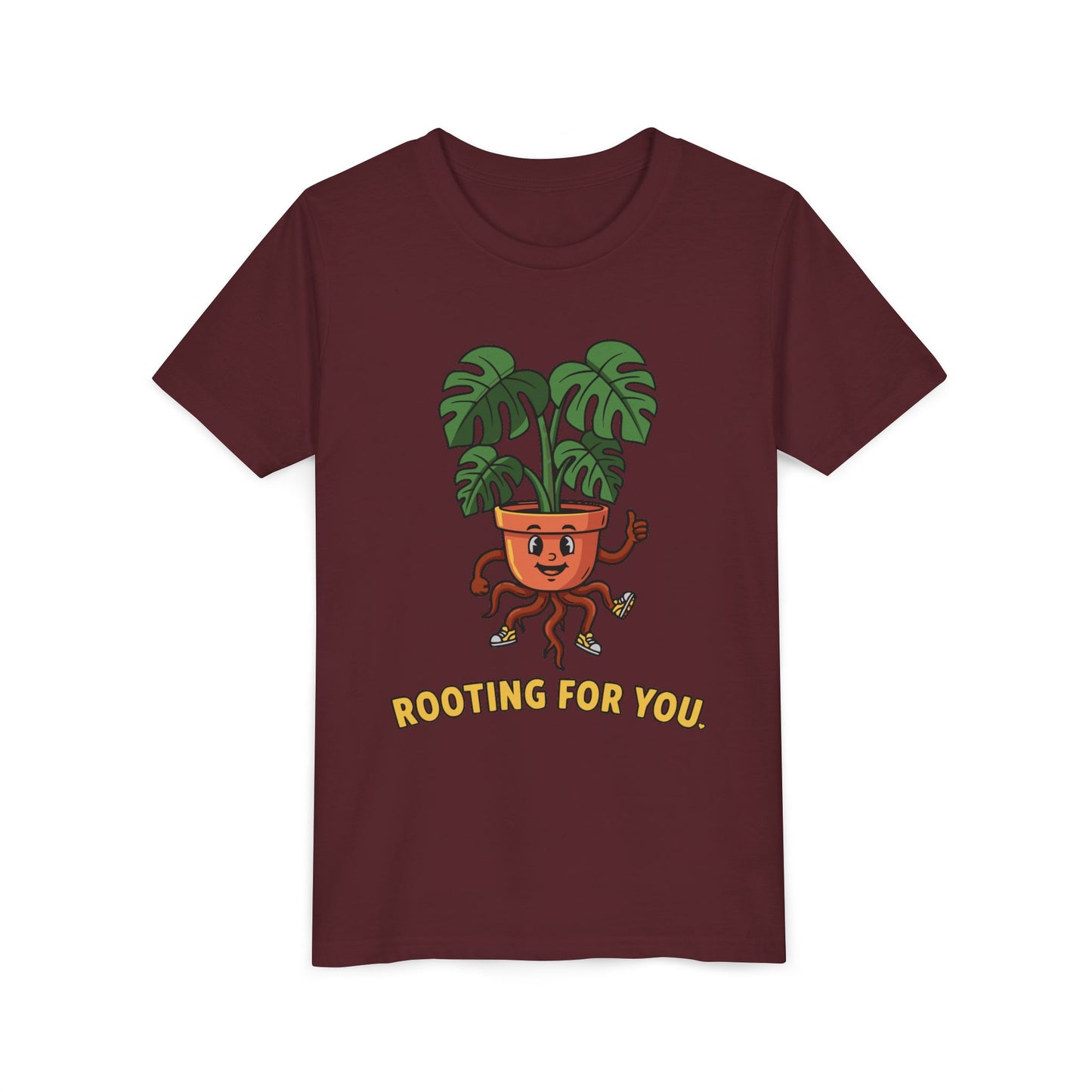 "Rooting For You" Youth Tee — Cute Plant Pot Support Graphic T-Shirt