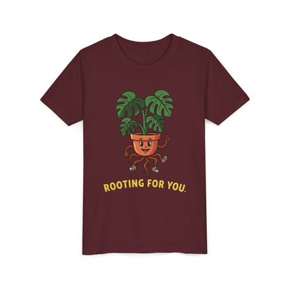 "Rooting For You" Youth Tee — Cute Plant Pot Support Graphic T-Shirt