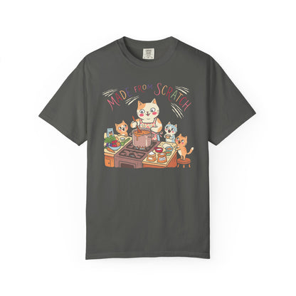 "Made From Scratch" T-Shirt - Cat Family Cooking Kittens Kitchen Mom Illustration Tee
