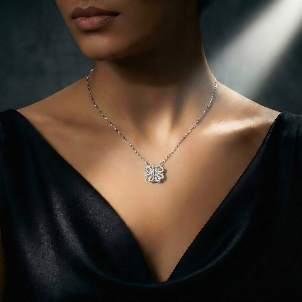 Magnetic Hearts Clover Necklace | Strong Bonds, Connection & Unity Gift