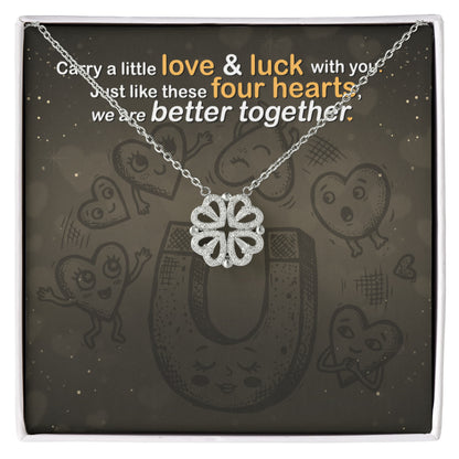 Magnetic Hearts Clover Necklace | Strong Bonds, Connection & Unity Gift