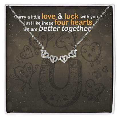Magnetic Hearts Clover Necklace | Strong Bonds, Connection & Unity Gift