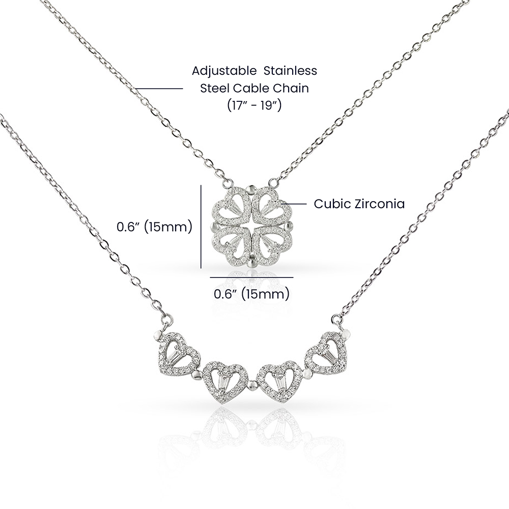 Magnetic Hearts Clover Necklace | Strong Bonds, Connection & Unity Gift