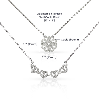 Magnetic Hearts Clover Necklace | Strong Bonds, Connection & Unity Gift