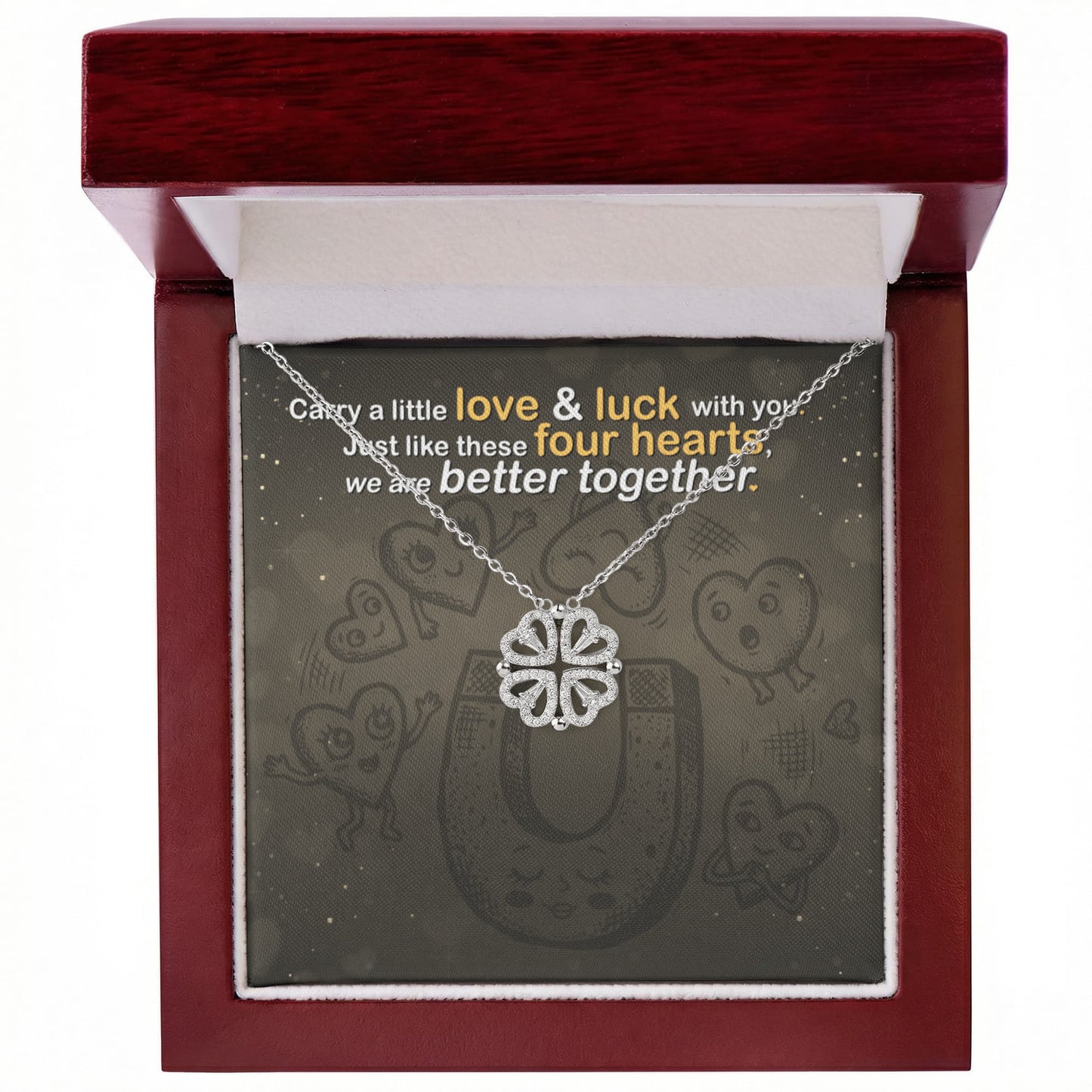 Magnetic Hearts Clover Necklace | Strong Bonds, Connection & Unity Gift