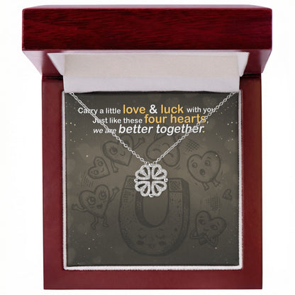 Magnetic Hearts Clover Necklace | Strong Bonds, Connection & Unity Gift