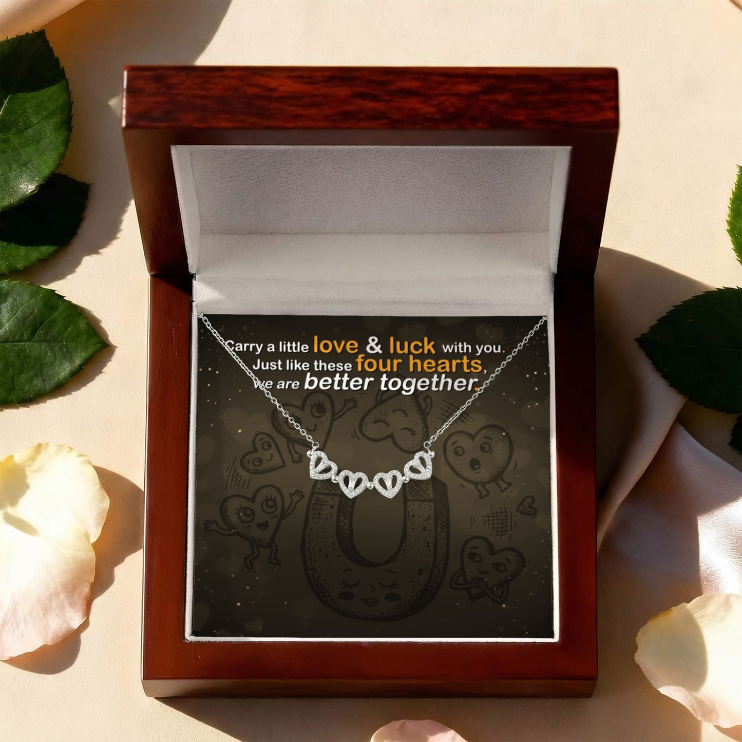Magnetic Hearts Clover Necklace | Strong Bonds, Connection & Unity Gift