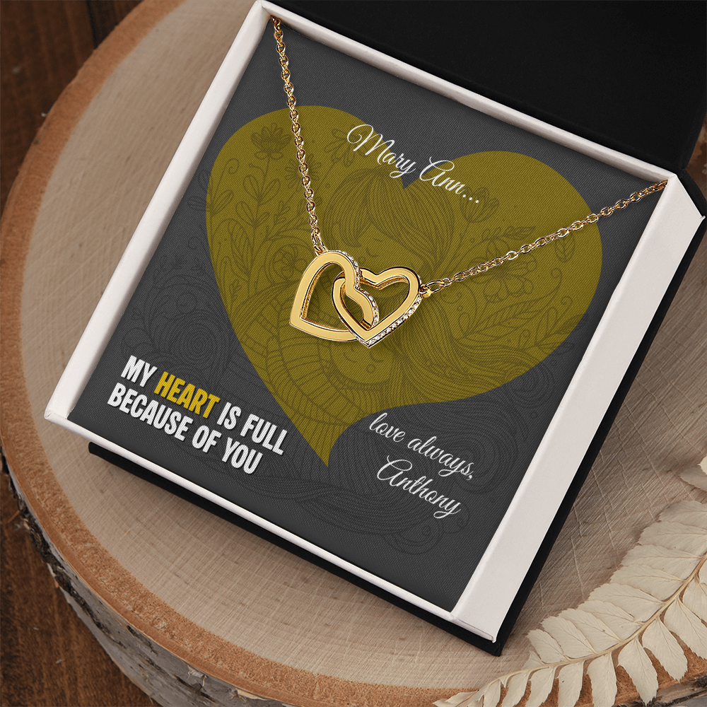 Interlocking Hearts Necklace: Personalized with a message (optional) for that special loved one!