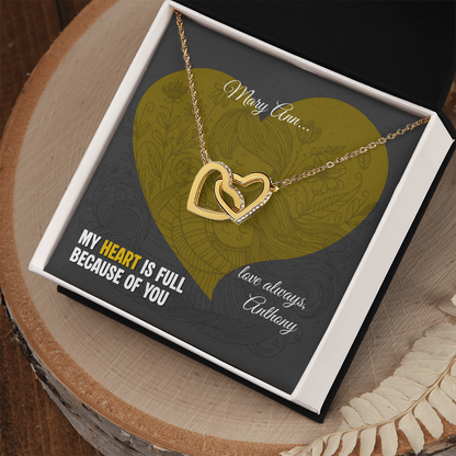 Interlocking Hearts Necklace: Personalized with a message (optional) for that special loved one!