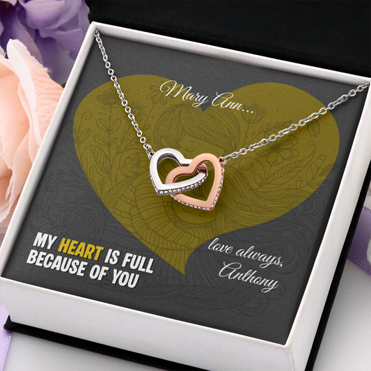 Interlocking Hearts Necklace: Personalized with a message (optional) for that special loved one!