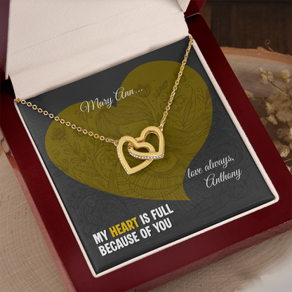 Interlocking Hearts Necklace: Personalized with a message (optional) for that special loved one!