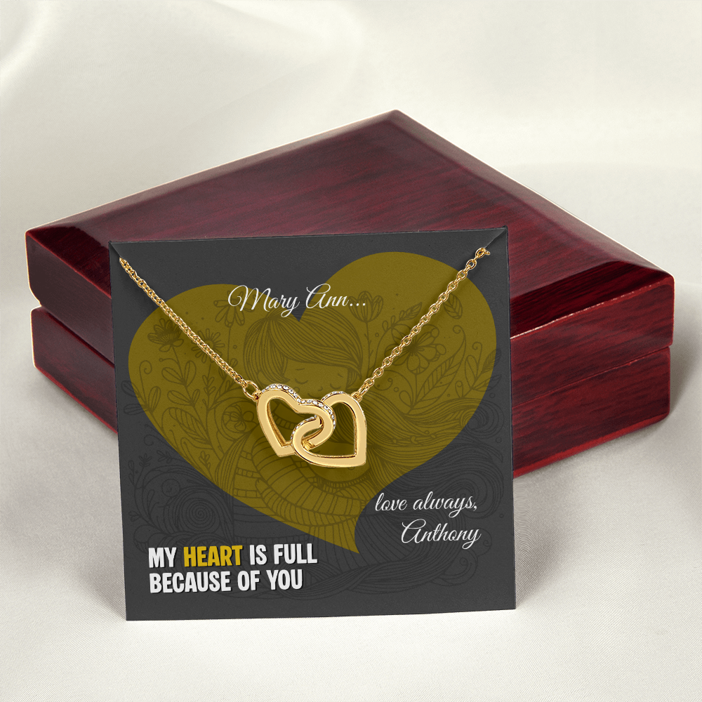 Interlocking Hearts Necklace: Personalized with a message (optional) for that special loved one!