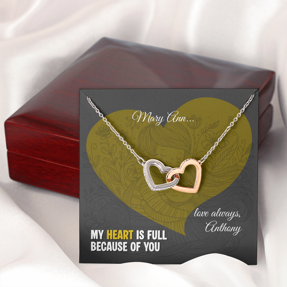 Interlocking Hearts Necklace: Personalized with a message (optional) for that special loved one!