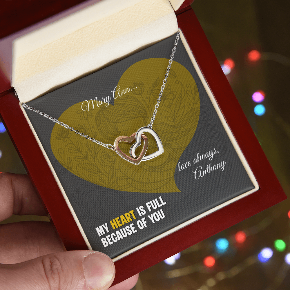 Interlocking Hearts Necklace: Personalized with a message (optional) for that special loved one!