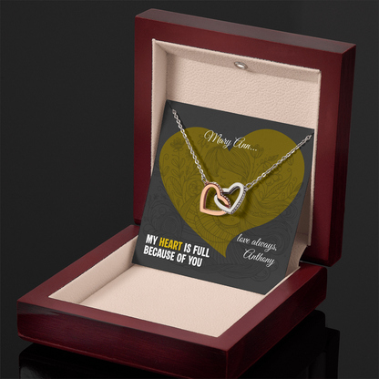 Interlocking Hearts Necklace: Personalized with a message (optional) for that special loved one!