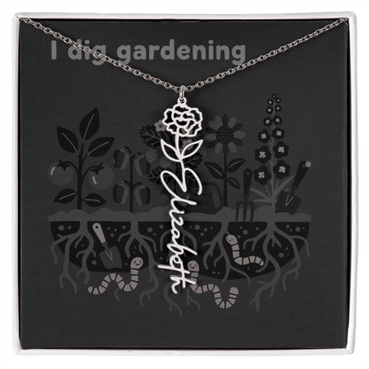 Birth Flower Name Necklace: For the special flower in your life! | 18K gold finish