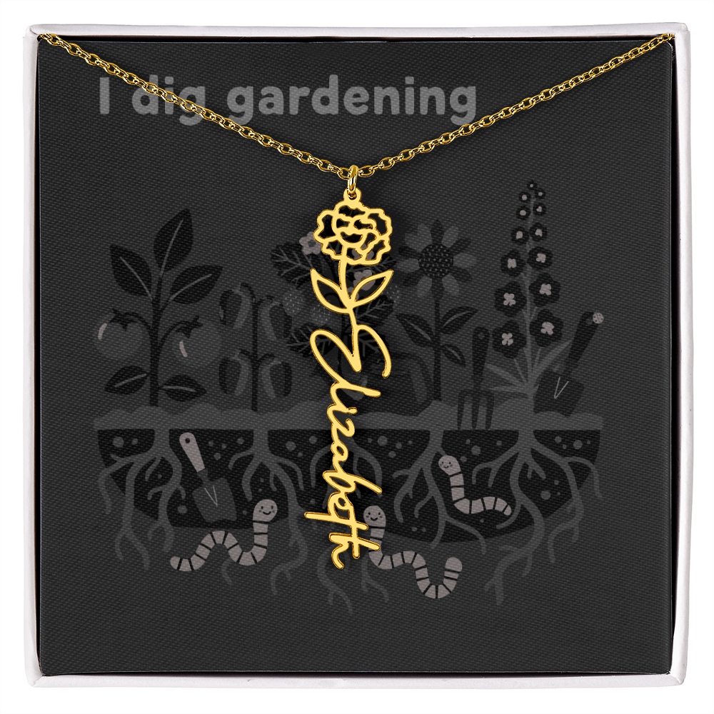 Birth Flower Name Necklace: For the special flower in your life! | 18K gold finish