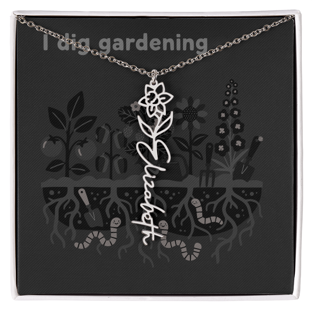 Birth Flower Name Necklace: For the special flower in your life! | 18K gold finish